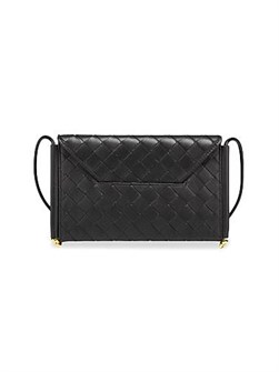 Bottega Veneta Кожаный кошелек на цепочке с инкрустационным узором, регулируемым ремешком и магнитной застежкой 11019960