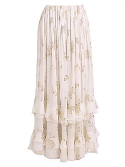 Chloe Юбка макси Chloe из шелкового микса с цветочным жаккардом, с эластичным поясом и подкладкой 11025845