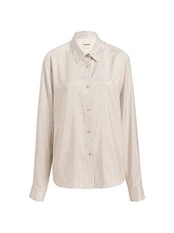 Роскошная шелковая полосатая рубашка Khaite Argo с оверсайз силуэтом и длинными рукавами 11009918