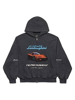 Худи Balenciaga x Automobili Lamborghini с застёжкой-молнией и принтом, модель с карманами, изготовлено в Португалии 11016064