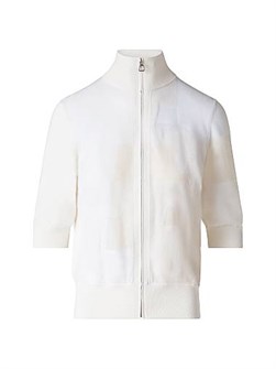 Кашемировый кардиган Akris с воротником-стойкой и жаккардовой ткани, 95% хлопок 11019622