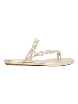 Сатиновые женские сандалии Rene Caovilla с открытым носком и декорированной резиновой подошвой 11027921