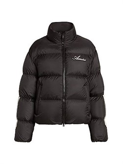 Пуховик Amiri Bones Down с логотипом на груди и графичным рисунком на рукавах, 100% нейлон, эластичные манжеты 11028153