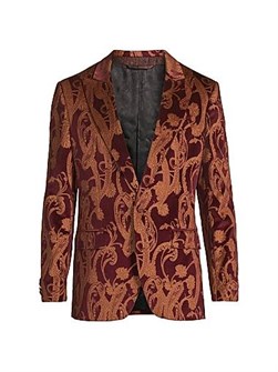 Вельветовый пиджак с узором «пейсли» от Etro, пиковые лацканы, длинные рукава, 100% хлопок 11023358