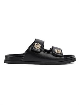 Женские кожаные сандалии Marmont от Gucci с регулируемыми ремешками и логотипом GG 11024486