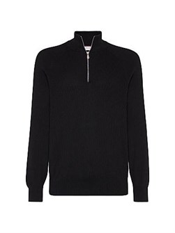 Хлопковый свитер с английской вязкой от Brunello Cucinelli с полузастёжкой и регланом 11028495