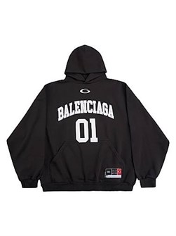 Худи из флиса с вышивкой Basketball Series от Balenciaga, 100% хлопок, с карманом-кенгуру 11008734