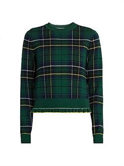 Клетчатый шерстяной лонгслив-свитер McQueen из 100% шерсти, сделано в Италии 11011469