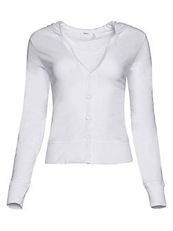 Хлопковый лонгслив-кардиган-худи Wilt с V-образным вырезом и пуговицами, 100% хлопок 11014997