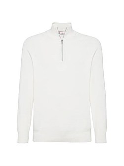 Хлопковый свитер Brunello Cucinelli с молнией и рукавом реглан, 100% хлопок, изготовлен в Италии 11015733