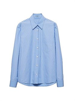 Мужская классическая рубашка из поплина в полоску с накладным карманом на груди от Prada 11011542