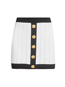 Минимальная вязаная юбка Balmain с бандированным поясом и золотыми декоративными пуговицами, Италия 11012602