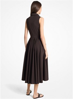 Молодёжное платье из органического хлопкового поплина без рукавов с эластичными вставками от Michael Kors Collection 11021069