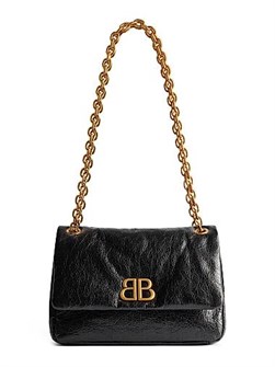 Balenciaga Компактная сумка Monaco из телячьей кожи с цепочным ремешком и магнитной застежкой, 25 x 22 x 12 см 11028737