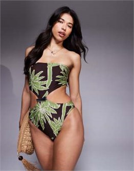Бикини-низ ASOS DESIGN Vida с декоративными элементами и принтом пальм 11012774