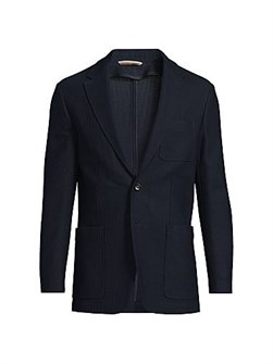 Текстурированный шерстяной жакет Canali с лацканами и боковыми карманами, произведенный в Италии 11023015