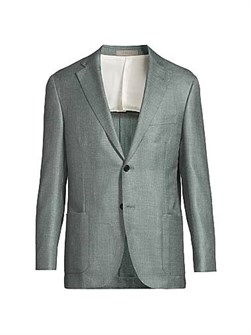 Однобортный пиджак из смеси шерсти и шелка Corneliani с двумя пуговицами и карманами, Италия 11025334