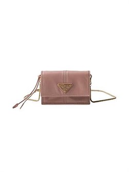 Prada Картхолдер из натуральной кожи теленка с отделением для купюр и съемной цепочкой 11025872