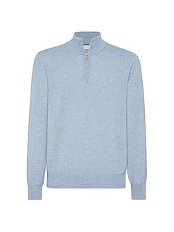 Brunello Cucinelli Кашемировый свитер с частичной застёжкой, высоким воротником, 100% кашемир, произведён в Италии 11015589