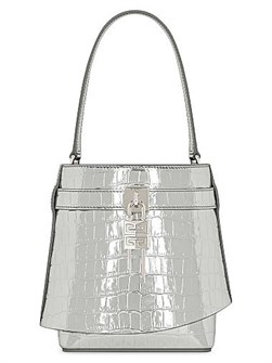 Givenchy Кожаная сумка-бакет с крокодиловым эффектом Shark Lock из 100% телячьей кожи, 20 х 19 х 14,5 см 11008492