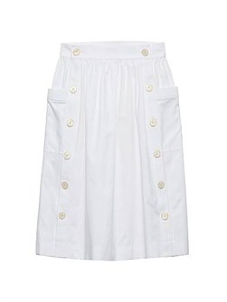 Юбка Prada из мягкой хлопковой габардины с пышным подолом и накладными карманами 11009840