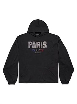 Худи Balenciaga с элементами из перьев страуса Paris, укороченная модель, унисекс, 100% хлопок 11028700