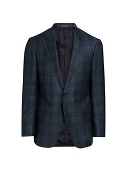 Пиджак Emporio Armani в клетку на одной пуговице из 100% хлопка с длинными рукавами и карманами 11017517