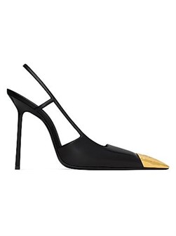 Saint Laurent Туфли на каблуке Jeanne Slingback из гладкой кожи с металлическим носком и высотой каблука 11 см 11018126