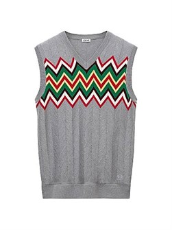 Яркий зигзагообразный V-образный свитер Loewe без рукавов из стретчевой шерсти 11024598