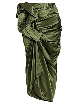 Dries Van Noten Стильная шелковая юбка Solla с эффектом сборок, 94% шелк, 6% эластан, с потайной застежкой 11014002