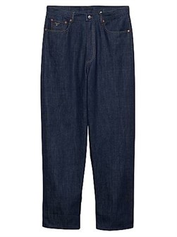 Джинсы Prada с широким кроем и отделкой из тафты, свободная посадка, оригинальные логотипы 11015115