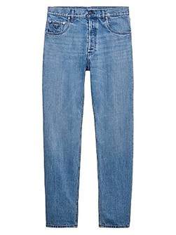 Джинсы Prada из выстиранного денима с низкой посадкой, классическим кроем и логотипом на ярлыке 11019625