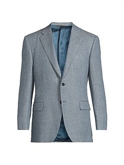 Спортивный пиджак Canali из смеси льна и шерсти в узоре ',гусиная лапка',, Италия 11023089