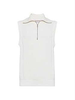 Свитер-майка из хлопка Brunello Cucinelli с полувысокой стойкой и молнией, 100% хлопок, Италия 11028530