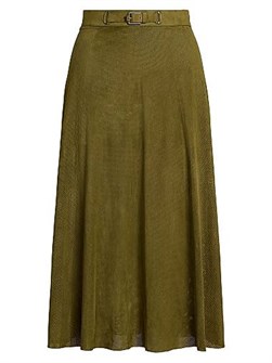 COLLECTION Ralph Lauren Итальянская замшевая миди-юбка Kensley с поясом и скрытой застежкой от коллекции Ralph Lauren 11027503