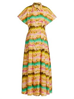 Макси-сорочка из хлопкового поплина с принтом от Lela Rose, с укороченными рукавами, 100% хлопок 11010430