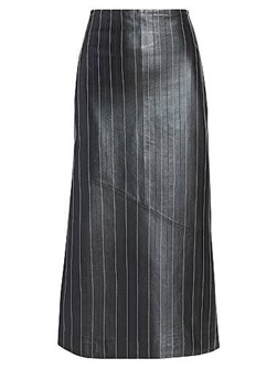 Юбка-миди от Victoria Beckham с контрастной отстрочкой и задним разрезом, 100% хлопок, Италия 11011247