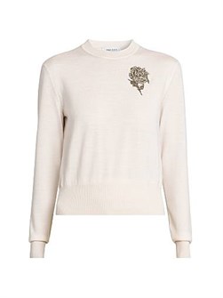 Лонгслив из овечьей шерсти McQueen с цветочным узором, рибана, 100% шерсть, Италия 11011474