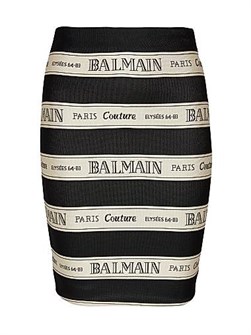 Мини-юбка из жаккарда Balmain с логотипом и поясной полоской, задней молнией, выполнена из 100% полиэстера, Португалия 11025689