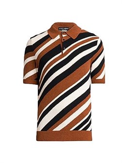 Dolce &amp, Gabbana поло-свитер с диагональными полосками, 65% хлопок, короткий рукав, стильный дизайн 11023694
