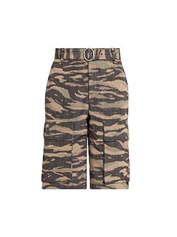 Шорты Jil Sander в камуфляжной расцветке с поясом и боковыми карманами, производство Италия 11021238