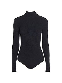 Сетчатый лонгслив-боди Alaia из вискозы и полиэстера с воротником-стойкой, Италия 11025655