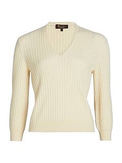 Loro Piana Свитер Coste из бэби-кашемира с V-образным вырезом и рифленой текстурой, 100% кашемир, Италия 11028884