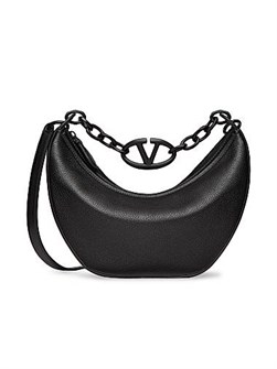 Valentino Garavani Сумка-хобо VLogo Moon миниатюрная из зернистой телячьей кожи с цепочкой и регулируемым ремнем 11020677