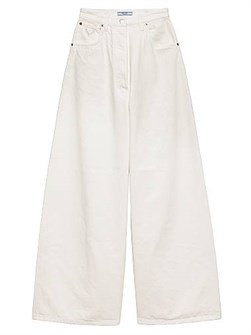 Палаццо джинсы из денима Prada с высокой посадкой и накладными карманами, 100% хлопок 11010171