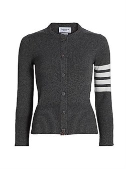 Классический кардиган из кашемира с 4 полосками от Thom Browne, с длинными рукавами и застежкой на пуговицы 11010382