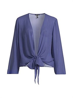 Eileen Fisher Sheer Silk Georgette Wrap Jacket 11030568