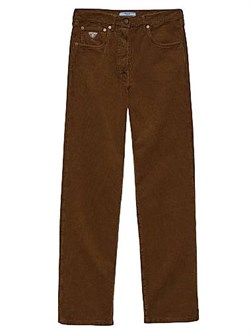 Вельветовые брюки Prada с низкой посадкой и винтажными деталями, 100% хлопок 11020899