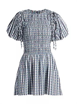 Мини-платье в клетку с оборками от Damson Madder, 100% хлопок 10042854