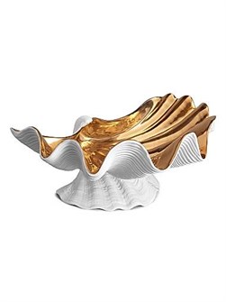 L',Objet Фарфоровая золотая ваза для центровки стола Neptune, 14.75',', x 10.5',', x 7',',, с 24-каратным золотым покрытием 11021525